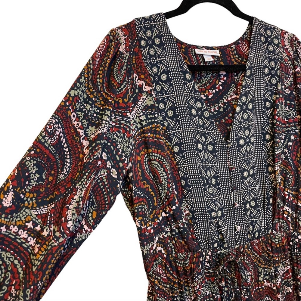 NWT Knox Rose Night Sky Boho V-Neck Button Front Maxi Dress - Picture 6 of 7